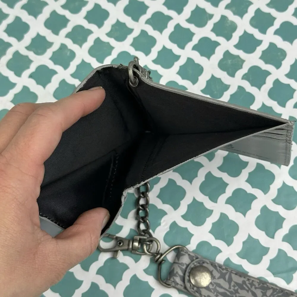 Naruto Shippuden Anime Embroidered Logo Bifold Gray Chain Wallet‎ Shonen Jump